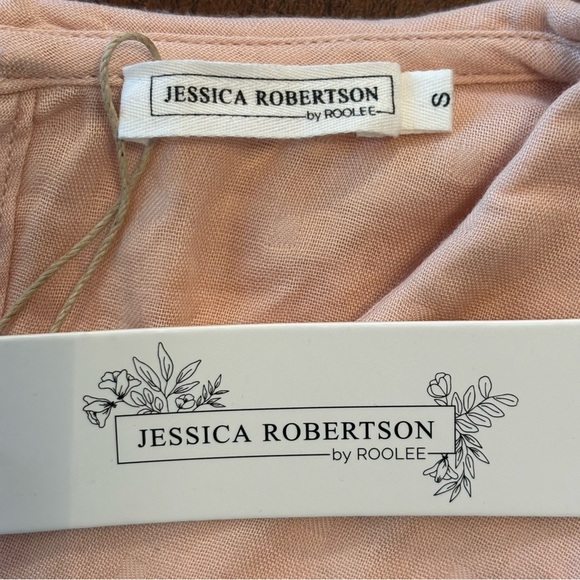 NWT Roolee Jessica Robertson Pink Short Sleeve Blouse Collar Size Small S - Picture 5 of 6